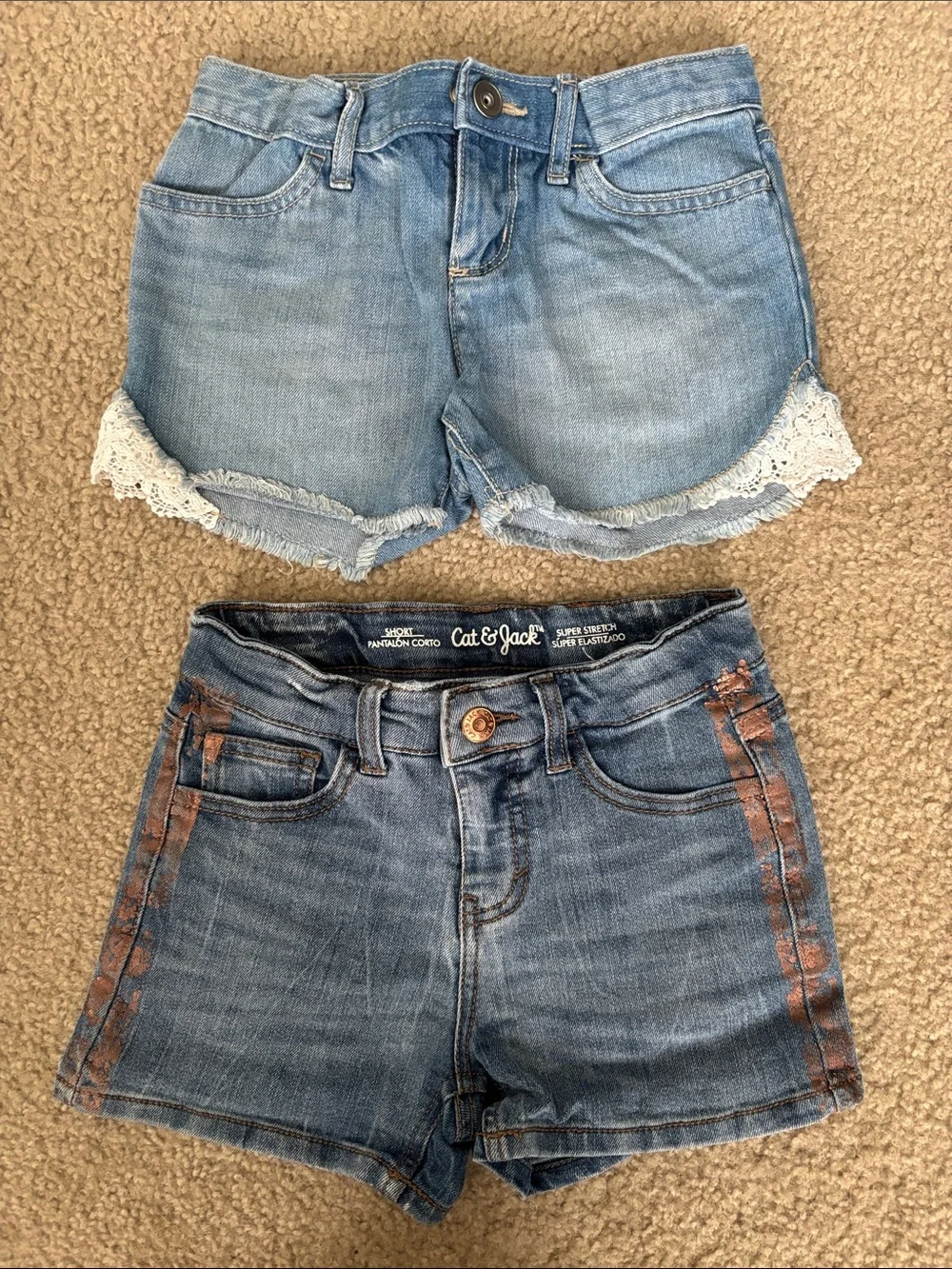 Bundle of 6 Girls Denim Jean Shorts - Size 6 - H&M, Children’s Place, Old Navy
